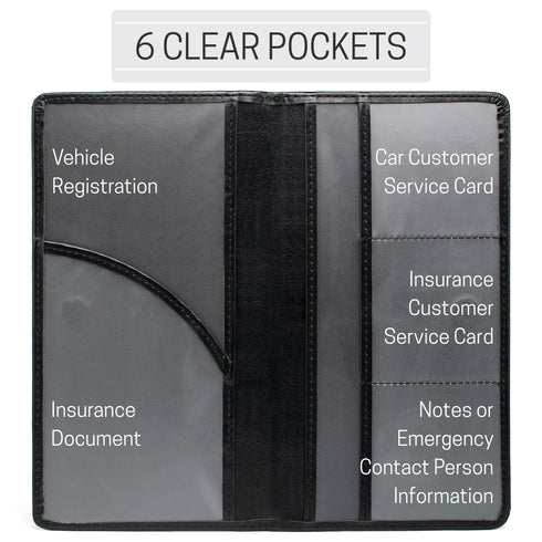 CANOPUS Big Black Car Registration and Insurance Holder, PU Leather Card Holder, Vehicle Glove Box Organizer for Auto, SUV, Truck